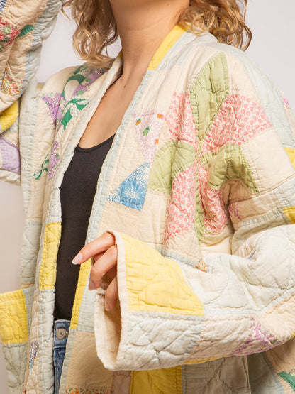 "PASTEL STARBURST" QUILTED COAT