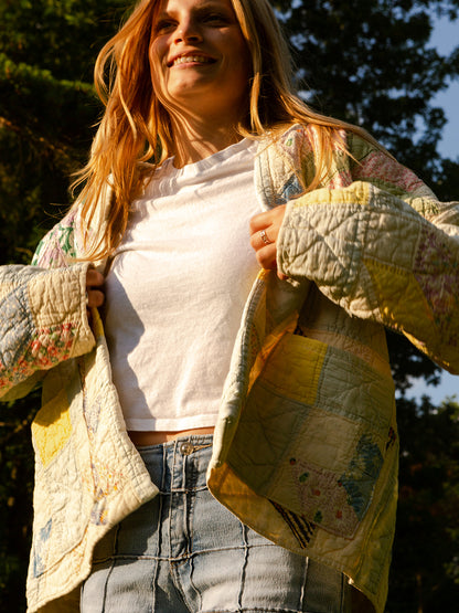 "PASTEL STARBURST" QUILTED COAT